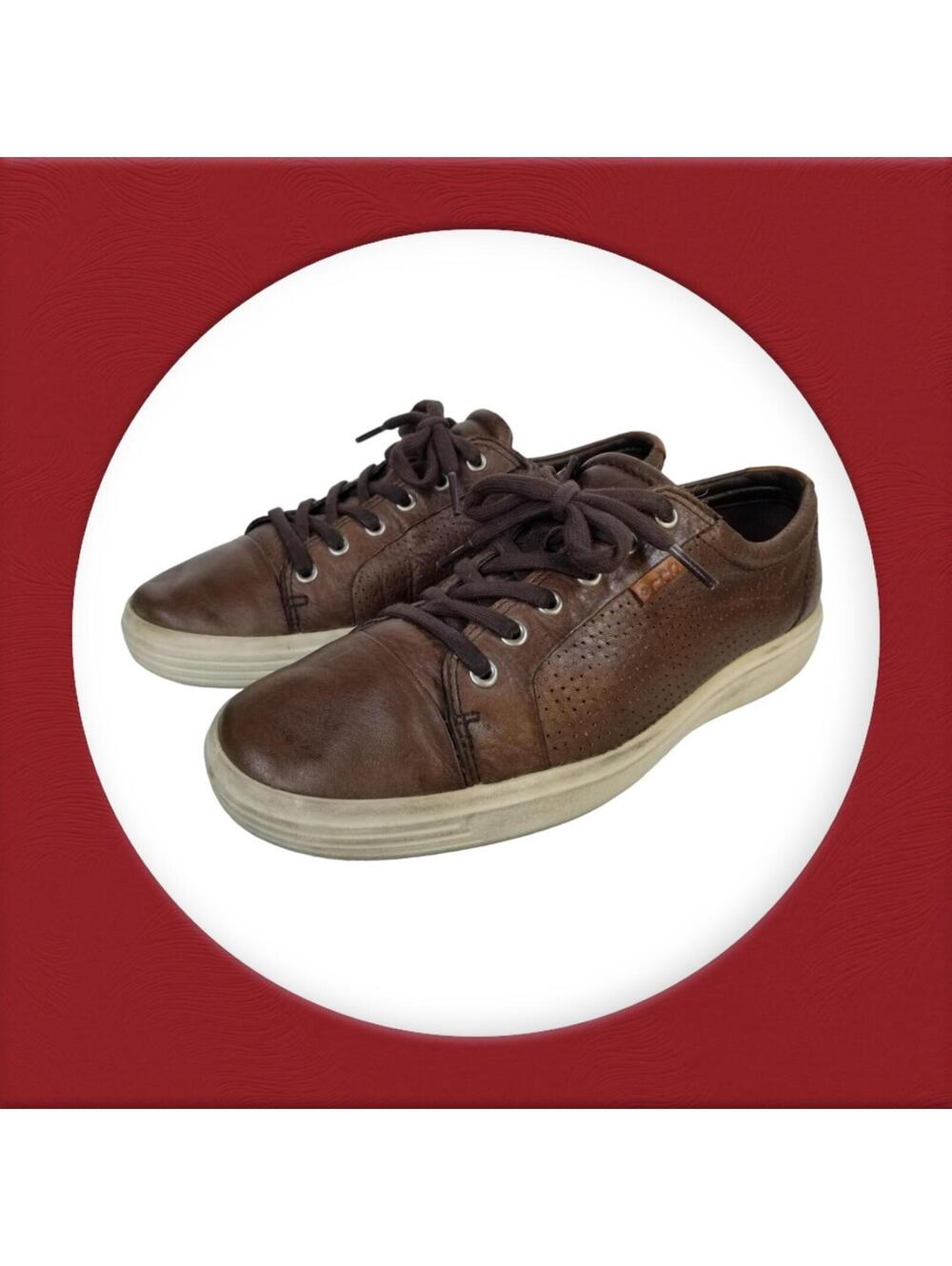 ECCO‎ Casual Danish Design Sneakers Shoes Men’s Size 8 Extra Width Brown Leather
